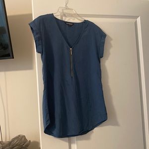 Blue/grey short sleeve blouse